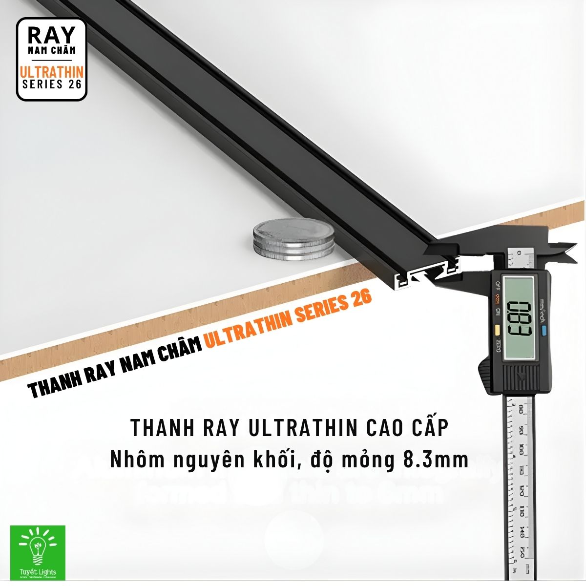HỆ ĐÈN RAY NAM CHÂM ULTRATHIN - GIẢI PHÁP THI CÔNG LẮP NỔI TIỆN LỢI mỏng 8.3mm